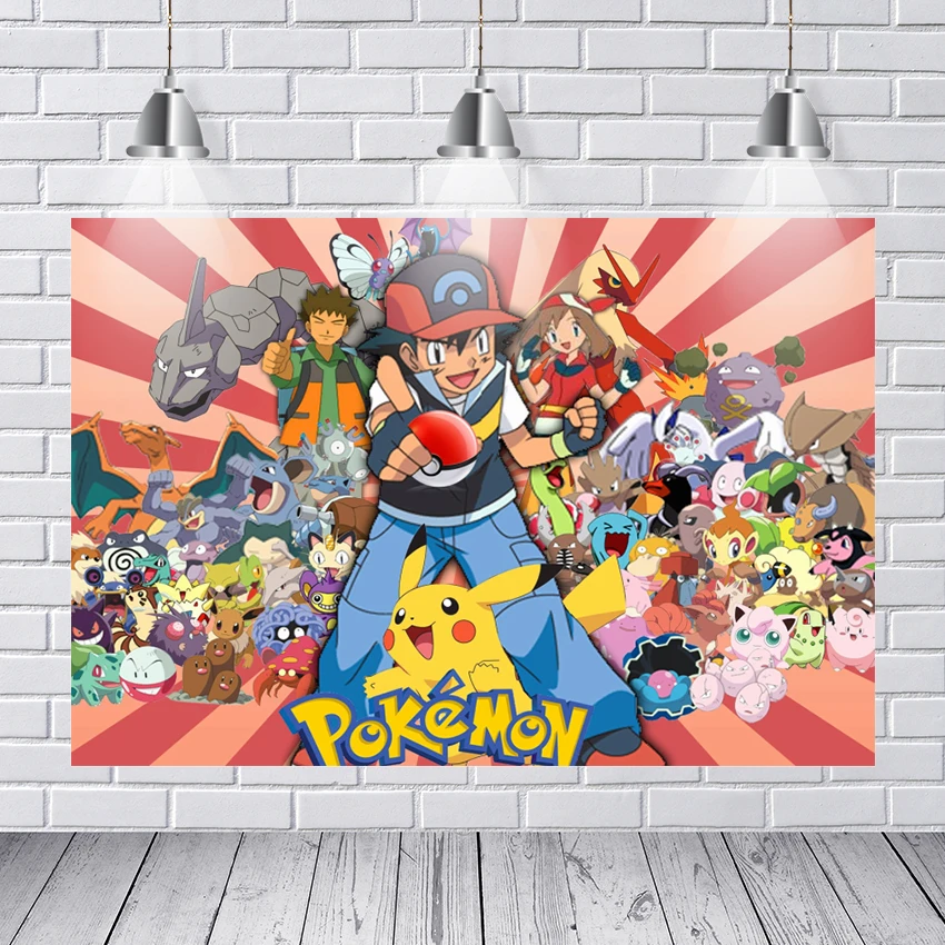 Pikachu Cartoons Comics Photocall 7x5ft Vinyl Photography Backdrop Boy Girl Birthday Party Backgrounds For Photo Studio Background Aliexpress
