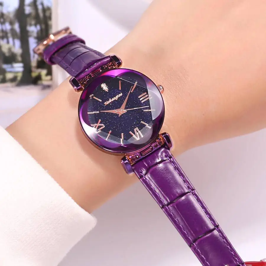 

Hot Korean Version Of The Simple Personality New Star Empty Female Watch Waterproof Watch Quartz Watch Belt 33mm Female Watch