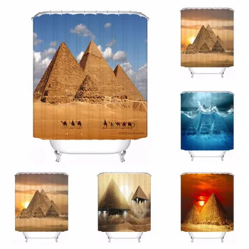 

Custom Pyramids Deserts Fantasy Waterproof Bathroom Acceptable Shower Curtain Polyester Fabric Bathroom Curtain #180318-20