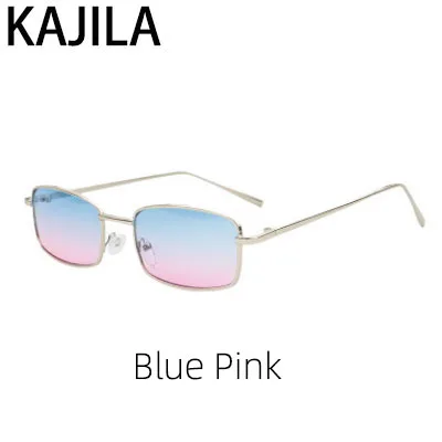 Blue Pink Модные прямоугольные роскошные маленькие солнцезащитные очки для мужчин и женщин, Ретро Маленькая оправа, брендовые дизайнерские солнцезащитные очки для женщин oculos - Цвет линз: Blue Pink