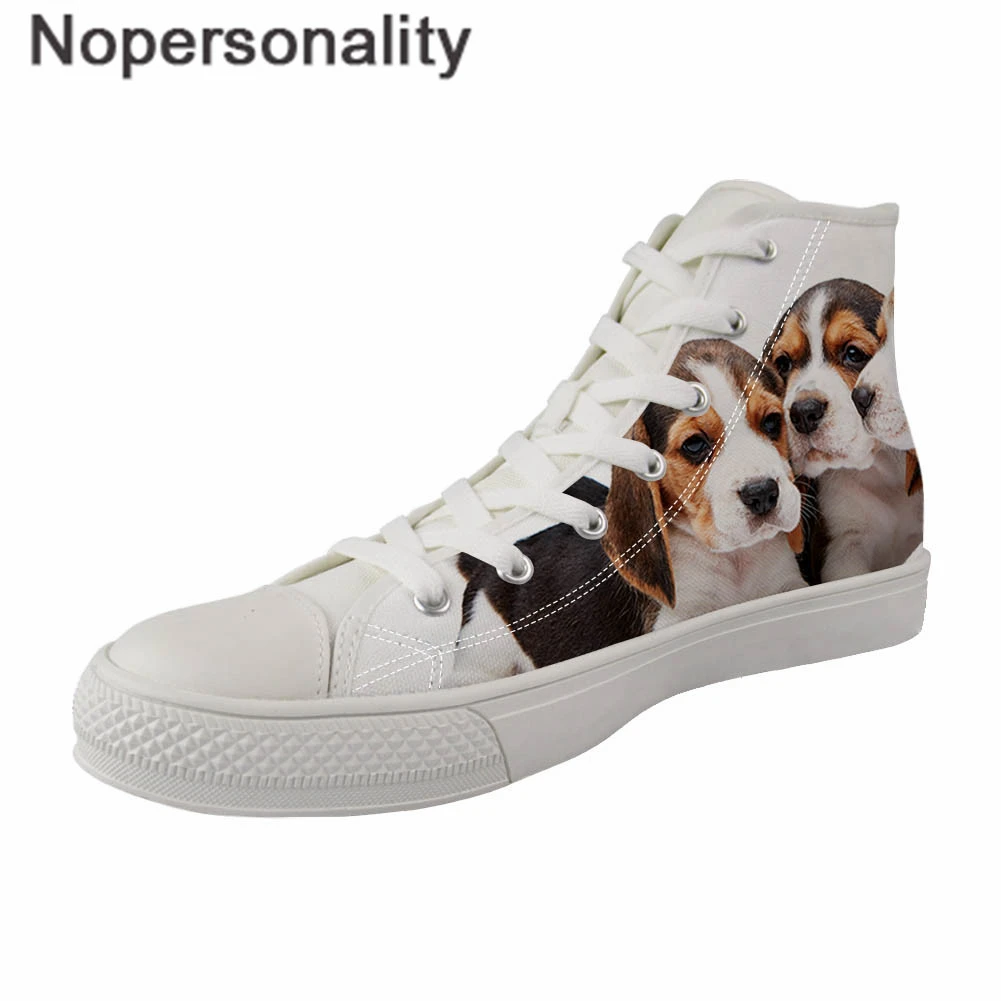 Nopersonality zapatos blancos planos para mujer, zapatillas con estampado 3D de perro Kawaii, calzado de alta calidad, alpargatas vulcanizadas de ocio|Zapatos vulcanizados de mujer| AliExpress
