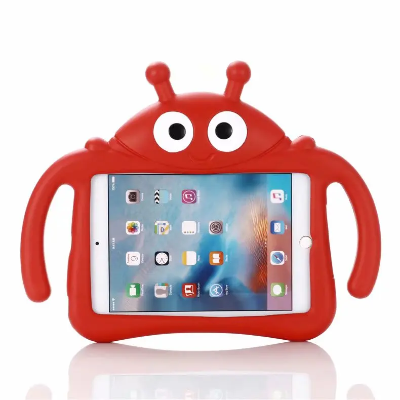 Красный Для Apple iPad Mini 1 2 3 4 5 ударопрочный силиконовый детский чехол с милым 3D рисунком пчелы для iPad MINI4 MINI5 7,9 ''подставка funda+ ручка - Цвет: Красный