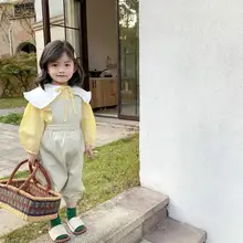 Комбинезон для мальчиков и девочек в Корейском стиле Весенние длинные штаны для маленьких детей От 1 до 6 лет