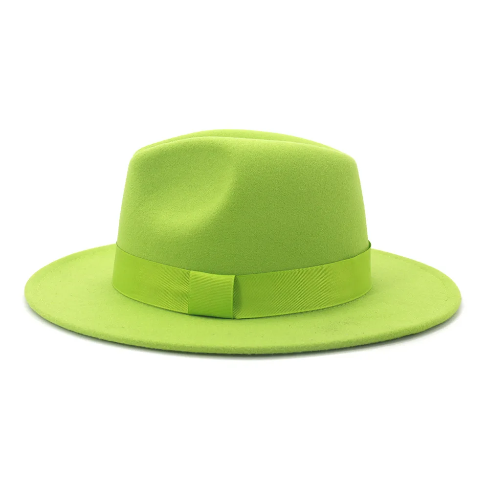 Warna Solid Wol Merasa Jazz Fedora Topi 