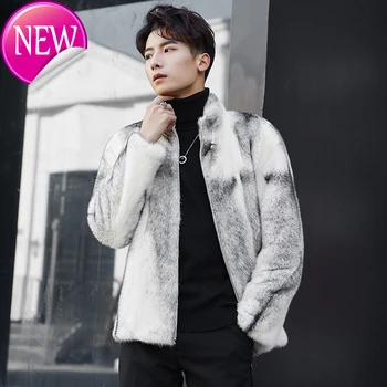 

mink Men's winter coat, real Korean skin coat, warm white coat zd0004-1 b22720