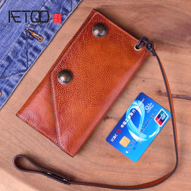 

AETOO Handmade Genuine Leather Men Wallets Sheepskin Wallet With Coin Pocket 2019 Short Design Card Holder Purse Gift For Men