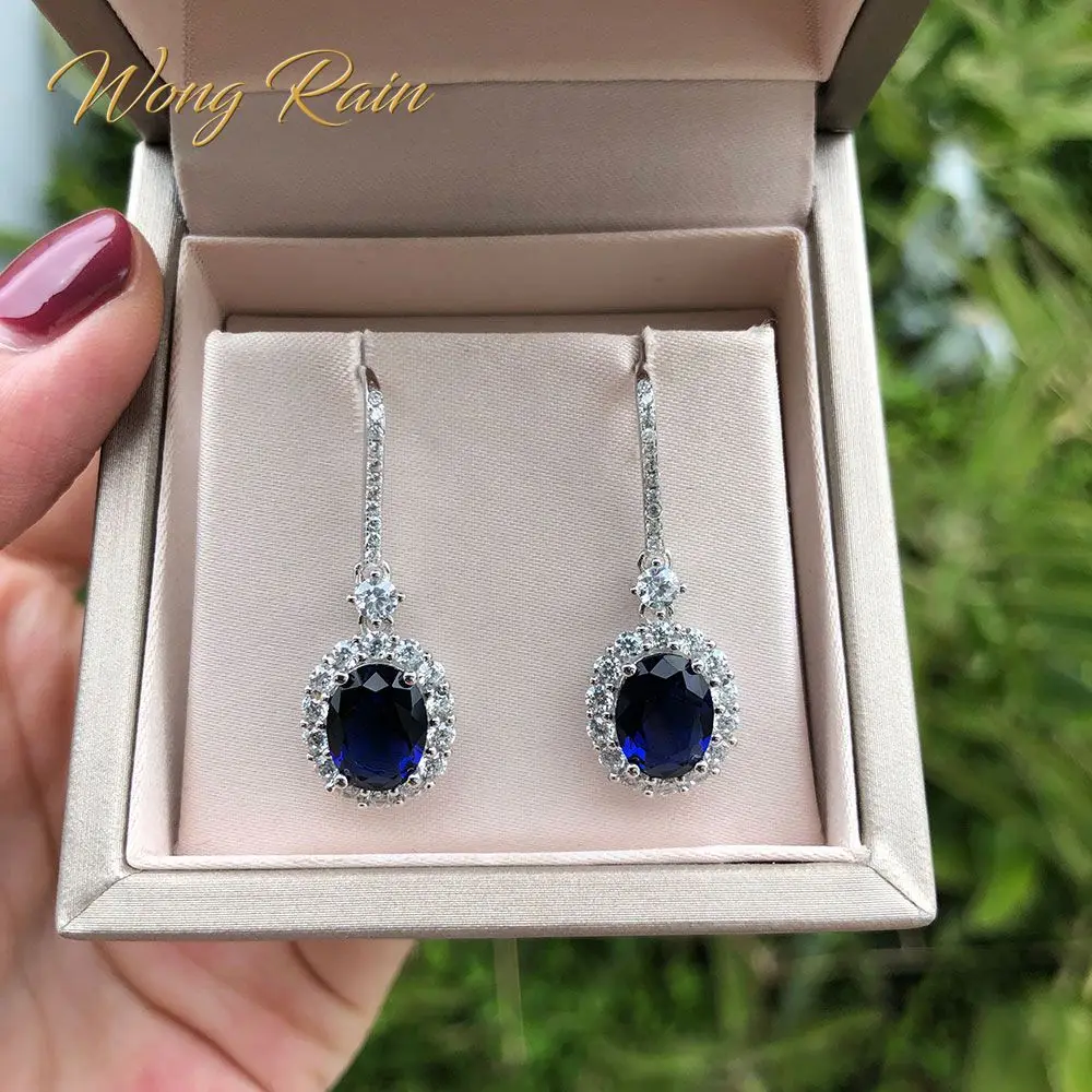 

Wong Rain Romantic Cute 100% 925 Sterling Silver Oval Created Moissanite Drop Dangle Diamonds Earrings Fine Jewelry Wholesale