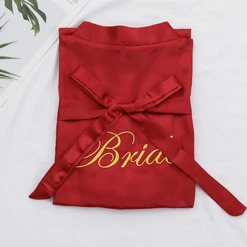 

Letter Home Clothing Gown Sexy Bride Bridesmaid Wedding Robe Sleepwear Women Nightgown Nightwear Satin Short Sleeve Homewear