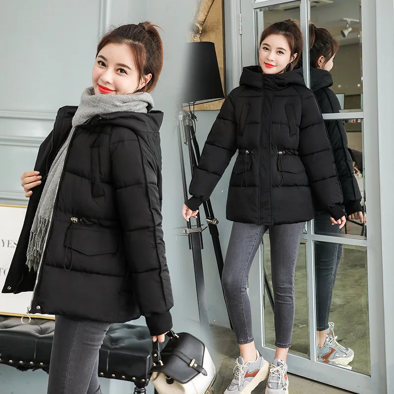 Зимняя женская куртка Manteau Femme Hiver Parkas Mujer размера плюс, пальто с капюшоном, хлопковая плотная Черная Женская одежда, теплая куртка