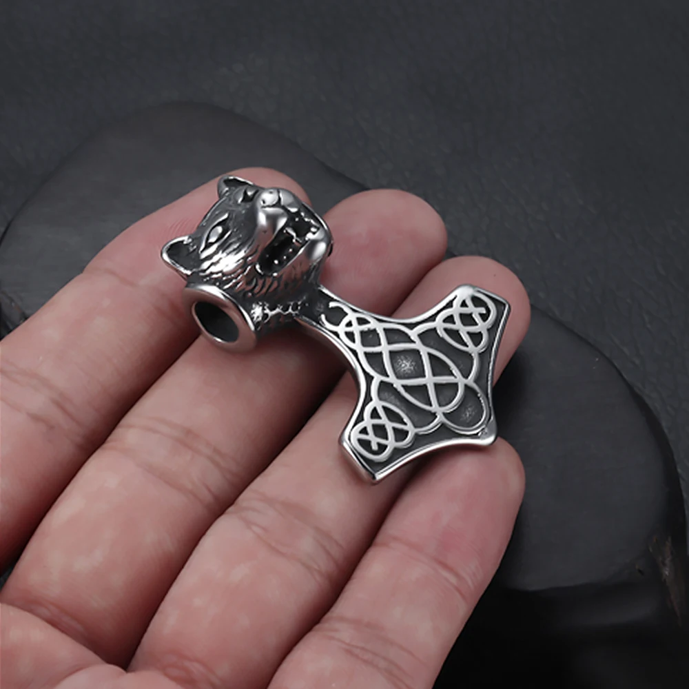 Edelstahl Wikinger Thor Hammer Axt Anhänger für Halskette DIY Zubehör Finden Schmuck Machen Männer Charm Zubehör – Detail 16