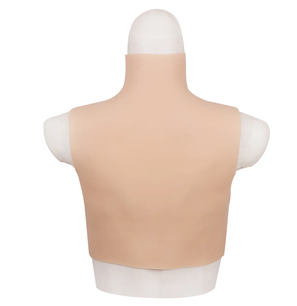 Realistic High Collar Silicone Breastplate (D Cup) - Queerks™