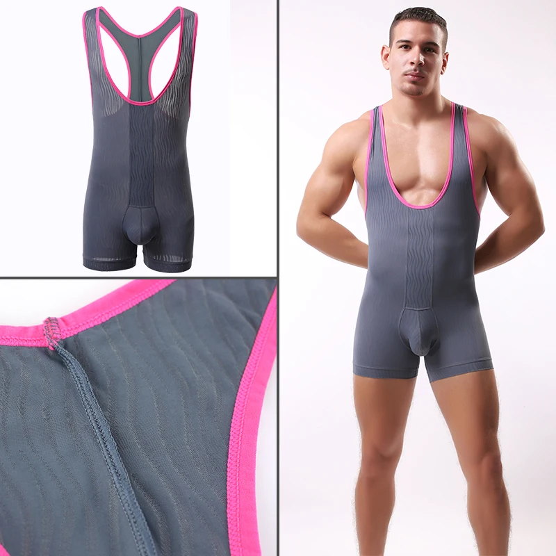 AIIOU Для мужчин комбинезоны плотно Body Shaper борцовское трико нательное белье боди эротичное мужское белье Sexy Gay Mens майка из джерсовой ткани детский комбинезон нижняя одежда