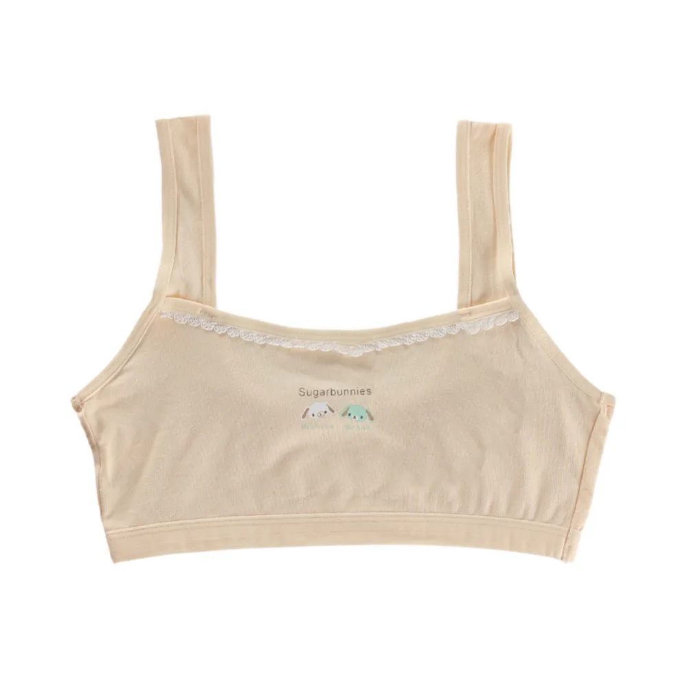 

Puberty Girls Summer Cartoon Print Seamless Training Bra Teenage Soft Cotton Underwear For Girls Children Underwear