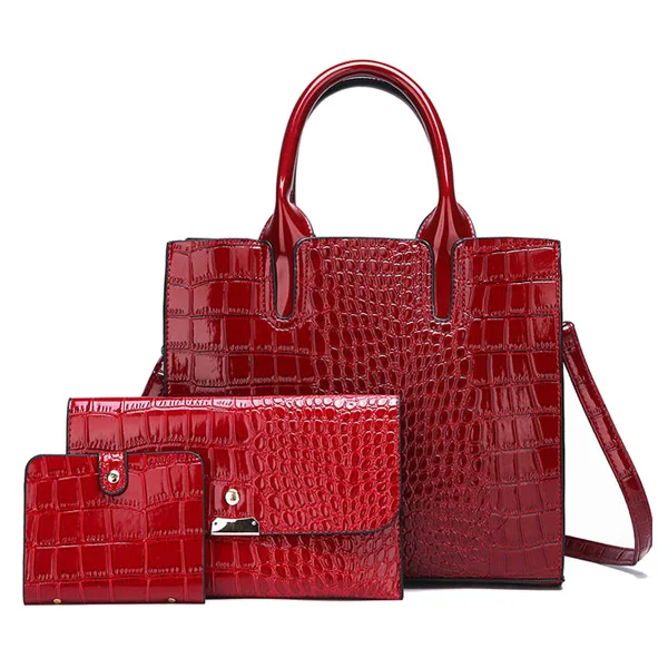 ACELURE, 3 комплекта, высокое качество, искусственная кожа аллигатора, женские сумки, Роскошные бренды, сумка-тоут, женская сумка на плечо, клатч, сумка-мессенджер - Цвет: Burgundy