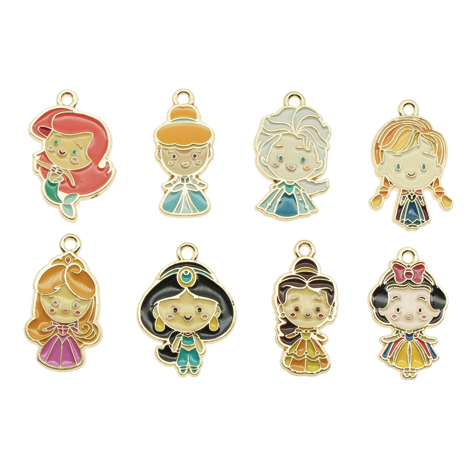 

10pcs Charm Cartoon Princess Girls Enamel Charms Oil Drop Metal Girls Pendants DIY Necklace Earring Bracelet Jewelry Accessories