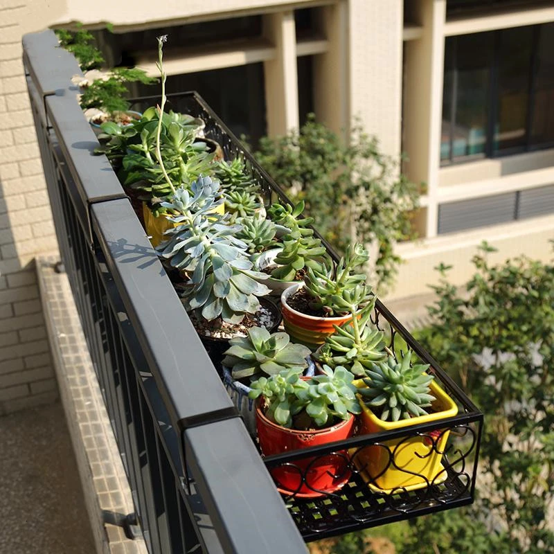 

Railing Flower Rack Suspension Iron Art Of Shelf Guardrail Hanging Type Flower Airs Indoor Balcony Meaty Flowerpot Pylons