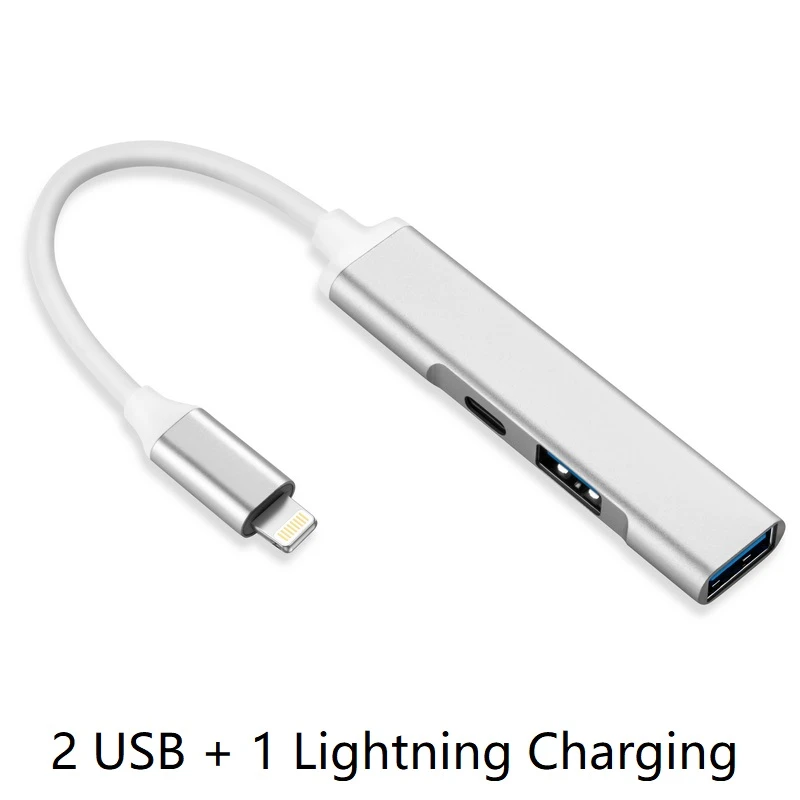 Concentrador Lightning de aluminio 3 en 1 para iPhone11Pro Max/iPad Air, adaptador de cámara USB OTG, carga, teclado, ratón, unidad Flash, y adaptadores de teléfonos| - AliExpress