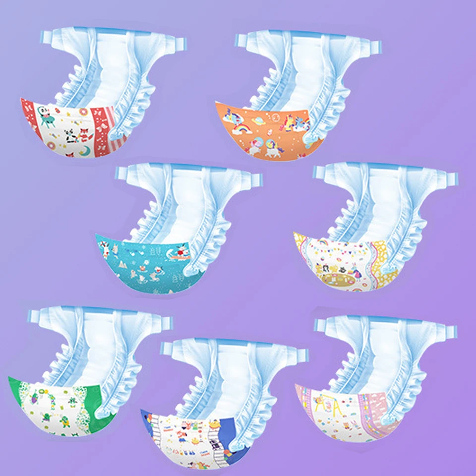 

7 Pcs Of One Package Adult ABDL Diaper 6000ml Different Printing M L Size Diaper Waist 25 - 64 Inch Diapers For Men For Women