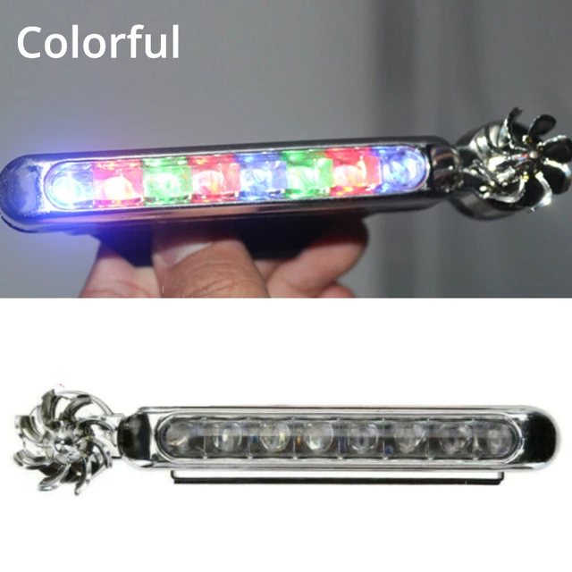 2pcs Wind Powered 8 LED Car Light External DRL Running Lights Headlight Fog Light Lamp Auto Daylight Wind Energy Without Wiring colorful