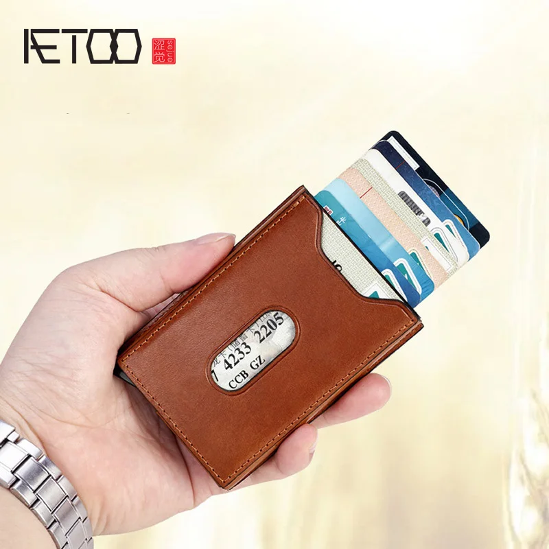 AETOO Мужской Компактный зажим для карт кожаная сумка простой кошелек нескольких