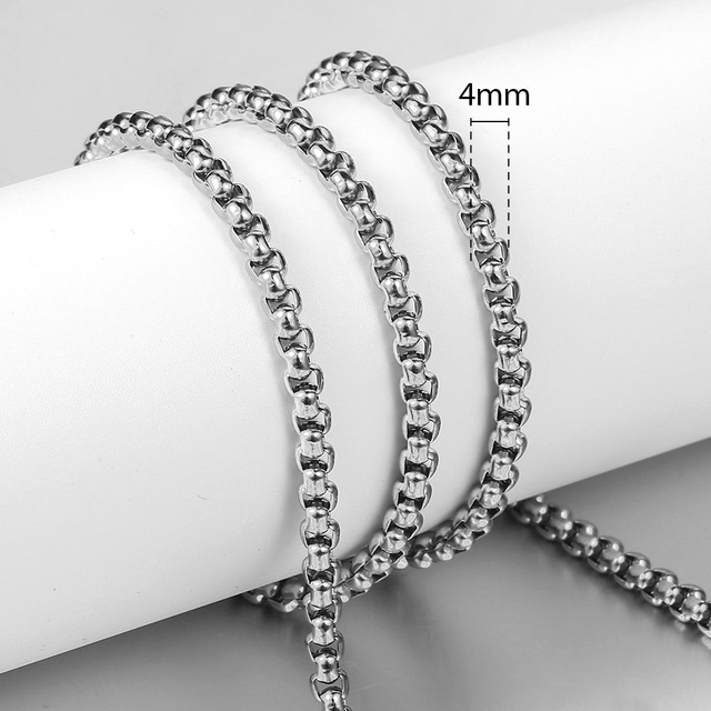 3mm 5mm Black Round Box Link Chain Necklace For Men Boy Stainless Steel Chain Necklace Wholesale Dropshipping Jewelry KNM118