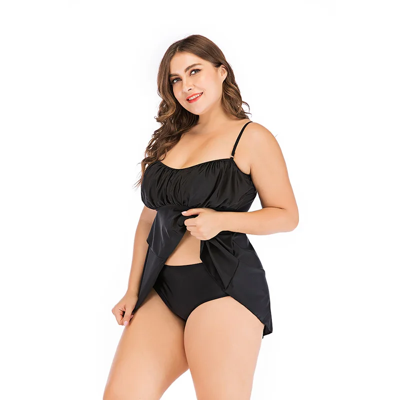 

Europe And America Swimwear Bathing Suit 2020 New Style Solid Color Large Size Tour Bathing Suit Skirt Two-piece Swimsuits Women