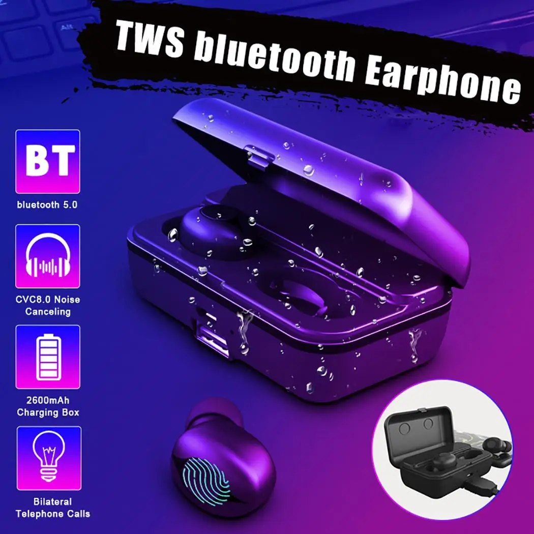 Wireless Earbuds In-Ear Bluetooth 5.0 TWS Headset Waterproof Binaural Stereo Earphones with 4000 mAh Charging Case Microphone