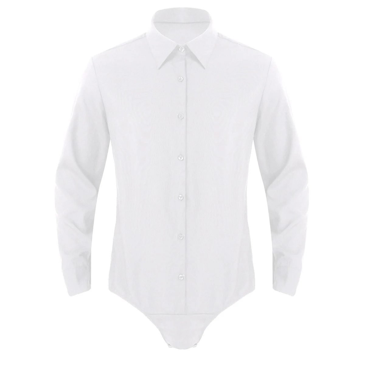 thumbnail image 1 of Camisas de cuerpo entero de color sólido para hombre, camisetas de una pieza con cuello vuelto y dobladillo, trajes de negocios informales con botones, 1 of 5