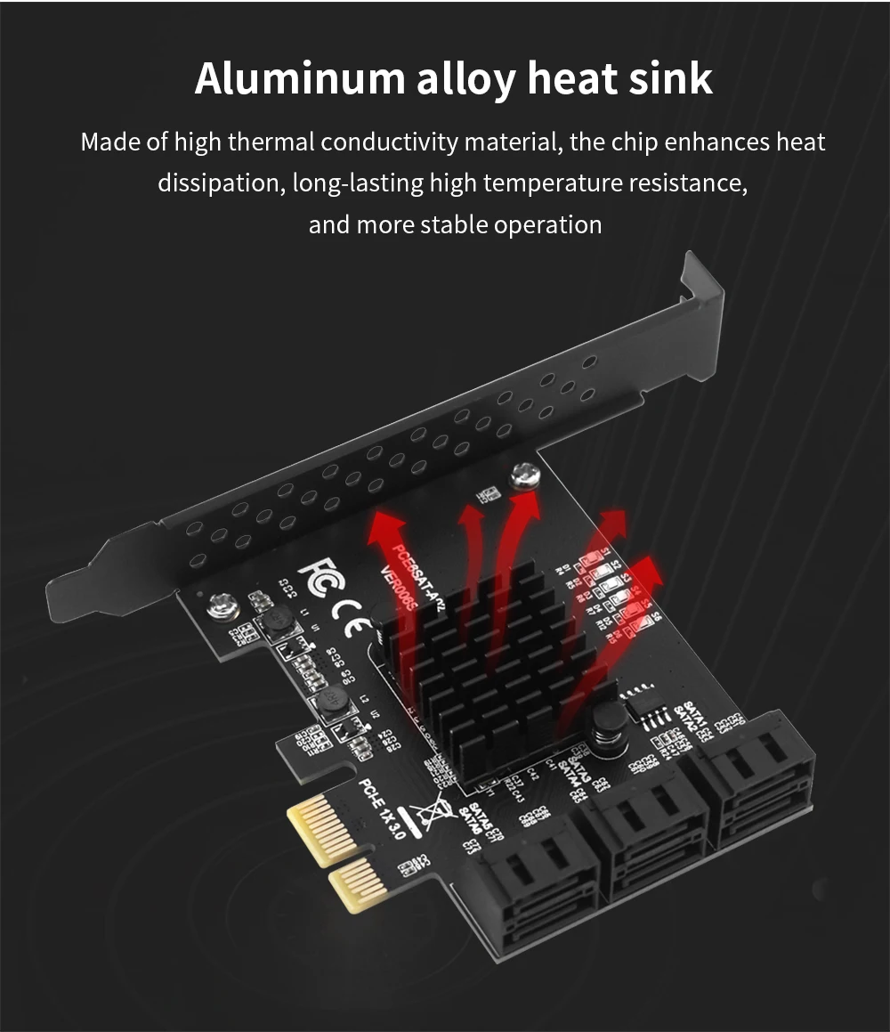 TISHRIC PCI-E SATA Controller Expansion Card - 6/8/10 Ports, ASM1166, PCI SATA3.0 Adapter Description Image.This Product Can Be Found With The Tag Names Adapter, Asm1166 6 ports, Asm1166 sata controller, Expansion card, Pci sata ide controller card