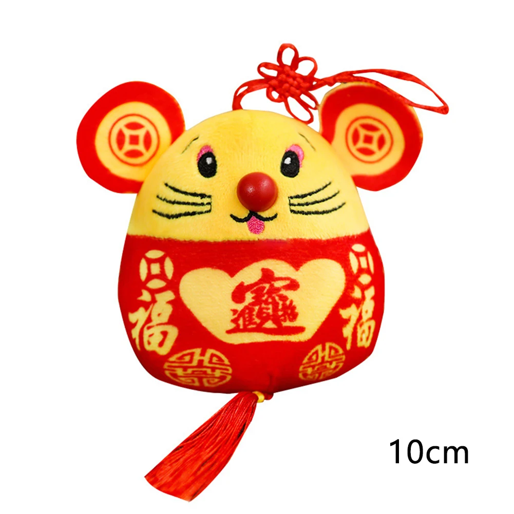 

Party Decoration Stuffed Cute Mouse Pendant Mascot Toy Home Office Soft Red Tang Suit Hanging Chinese Knot PP Cotton New Year