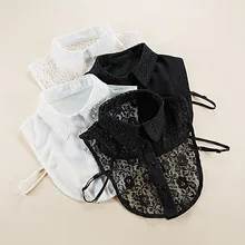 2020 preto branco colar falso para mulheres camisa de renda bordado gola falsa camisola vestido destacável coleiras lapela blusa topo laços