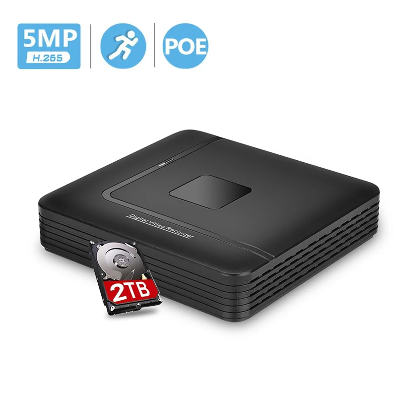 BESDER 4CH PoE NVR H.265 5MP Active 48V PoE Video Recorder NVR ONVIF 4 Channels Security NVR DVR