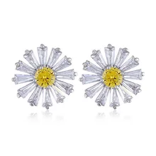 Baiduqiandu цветок маргаритки CZ циркония Кристалл Циркон серьги гвоздики для женщин девочек Ювелирные изделия Подарки