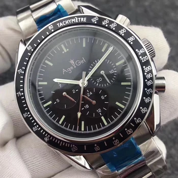 

Luxury Brand New Men Automatic Mechanical Watches Speed Luminous Black Leather Ceramic Bezel Crystal Sapphire Glass Back AAA+