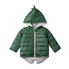 Комплект из 1 предмета; пальто с динозавром для маленьких мальчиков; одежда для маленьких девочек; однотонная хлопковая куртка с капюшоном; одежда
