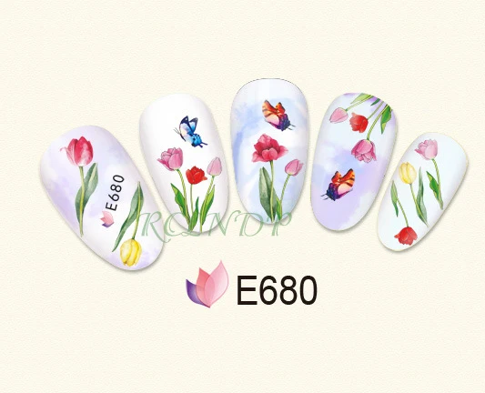 3D наклейка для ногтей все украшения тюльпан цветок бабочка роза ногти дизайна