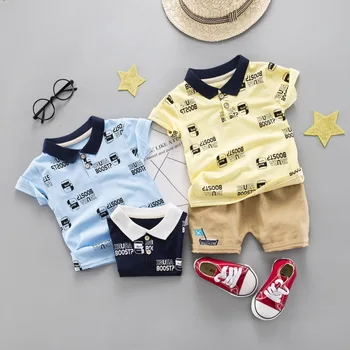 

The United States, 2019 New Cotton Letters Children's Short Sleeve T-shirt 1-4 Years Old Child Baby Suit A Undertakes