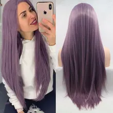 Bombshell смешанный Лавандовый Фиолетовый прямой синтетический 13*3 парик фронта шнурка Glueless натуральный Hairline Термостойкое волокно для женщин