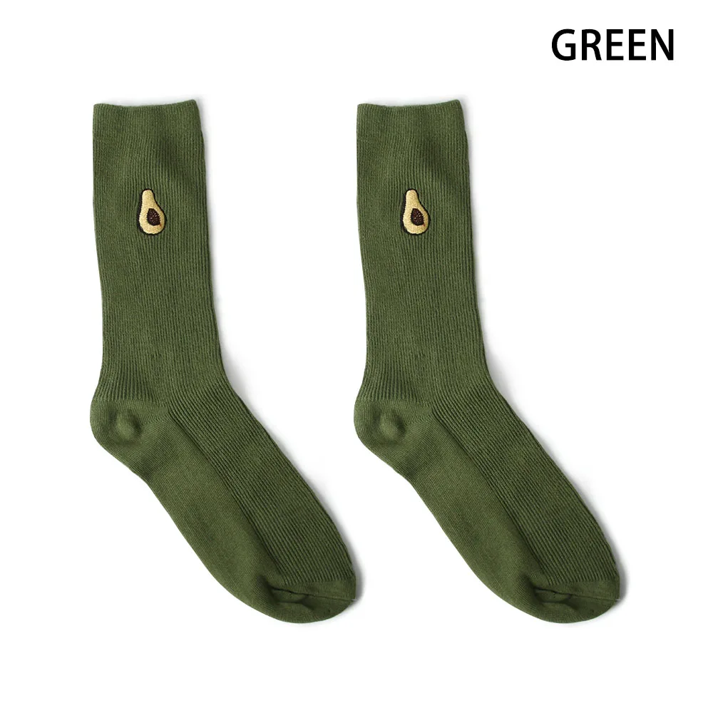 green 1 пара, высокие носки милые хлопковые чулки для девочек с объемным рисунком фруктов и вышивкой зимняя теплая поставка Лидер продаж, модные женские аксессуары - Цвет: green