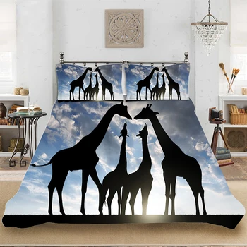 

Bedding set Bedclothes Include Duvet Cover Pillowcase Print Home Textile Bed Linens Giraffe Simple Style Soft Full-King Size