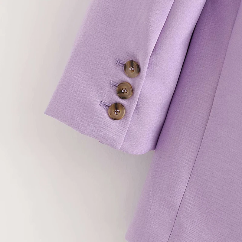 Spring Autumn Women Vintage Purple Blazers And Jackes Solid Button Suit Coat Female Outerwear Tops OL Work Office Blazer Mujer