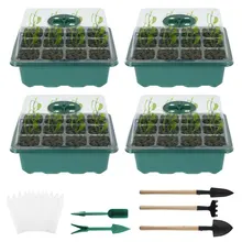 

4 Pcs 12 Cell Plastic Nursery Pot Seed Grow Planter Box Greenhouse Seeding Garden Seed Pot Tray Plant Seedling Tray with Lids