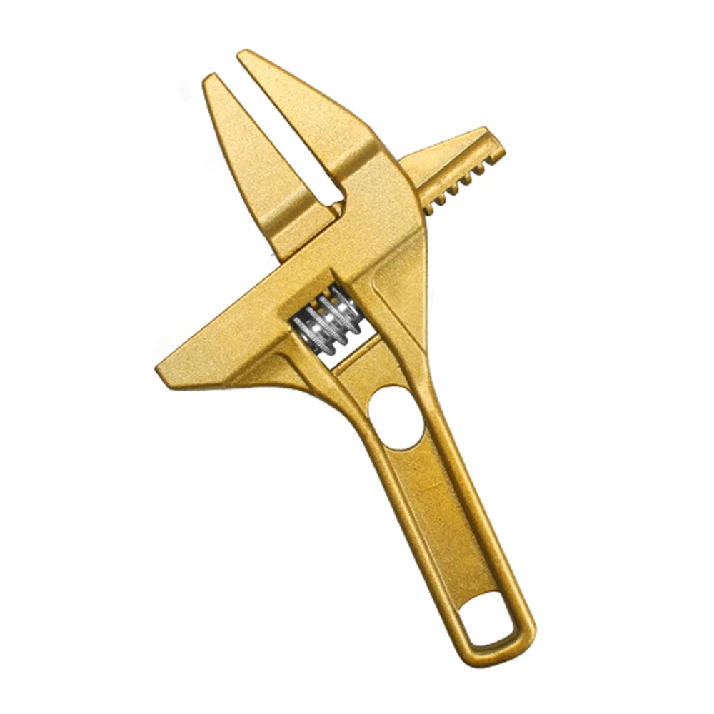 Стальной алюминиевый ключ из сплава в виде гаечного ключа, регулируемый ключ для ванной, универсальный гаечный ключ с большим открыванием, короткая ручка, ручные инструменты - Цвет: Gold toothless style
