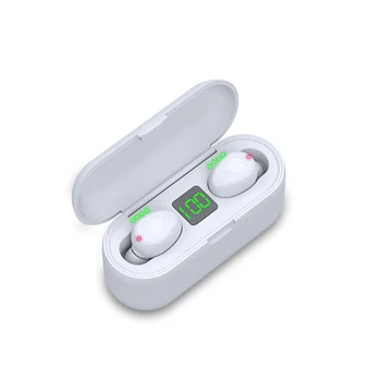 

Wireless Earphone Bluetooth5.0 Waterproof Sports Earpod One Button Design LED Power Display Portable with Microphone Black White