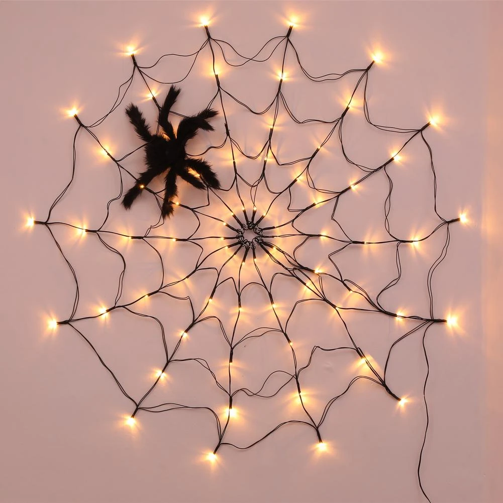 Led Halloween Spider  Light Net Lights And 1 Black For Yard Garden