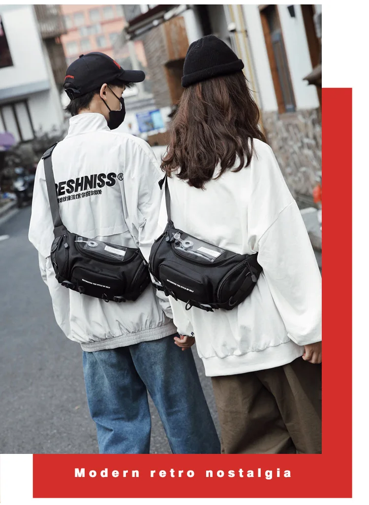 Мужская сумка через плечо в стиле хип-хоп, для отдыха, для мальчиков, с нагрудными карманами, Женская мода и индивидуальность, для мужчин, Crossbod
