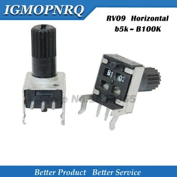 

10PCS RV09 horizontal 10K 100K 12.5mm Shaft 5K 50K 0932 Adjustable Resistor 9 type 3Pin Seal Potentiometer