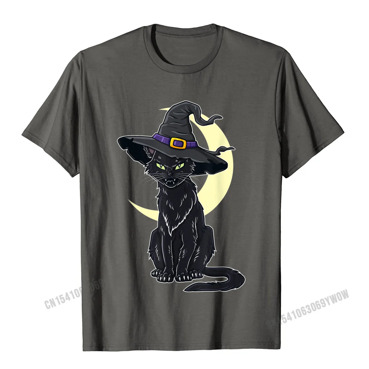 Camisa Short Sleeve Tops T Shirt NEW YEAR DAY Crew Neck Cotton Men T Shirt cosie Camisa Clothing Shirt Cute Drop Shipping Halloween Scary Black Cat With Witch Hat T-Shirt__669 carbon