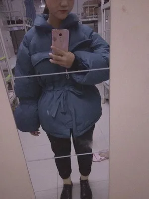 Женское зимнее пальто в Корейском стиле, ультра толстое, с подкладкой, Ulzzang, одноцветное, с карманами, на талии, с подкладкой, повседневное пальто, куртка, ткань