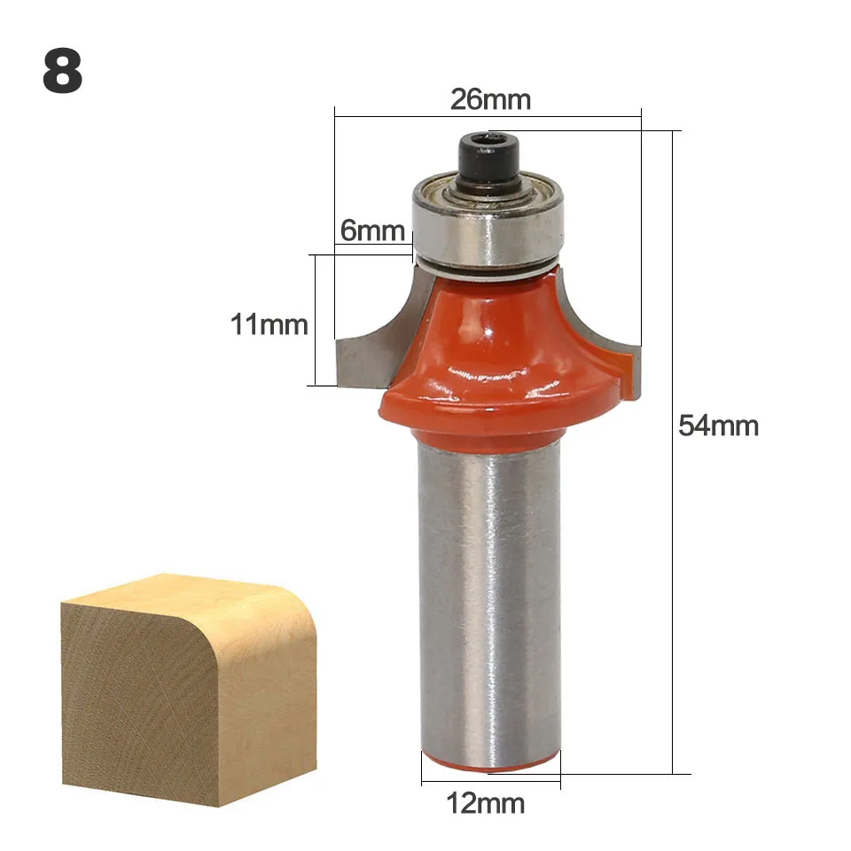 1 шт. 12 мм хвостовик фрезы по дереву фрезы прямой концевой фрезы триммер очистка заподлицо угловая круглая бухта коробка биты инструменты - Длина режущей кромки: 8